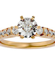 Inel De Logodnă Collier de Feuilles cu Diamante Naturale Pavé de 1.02 ct din 18k Aur Galben - Castelo.ro