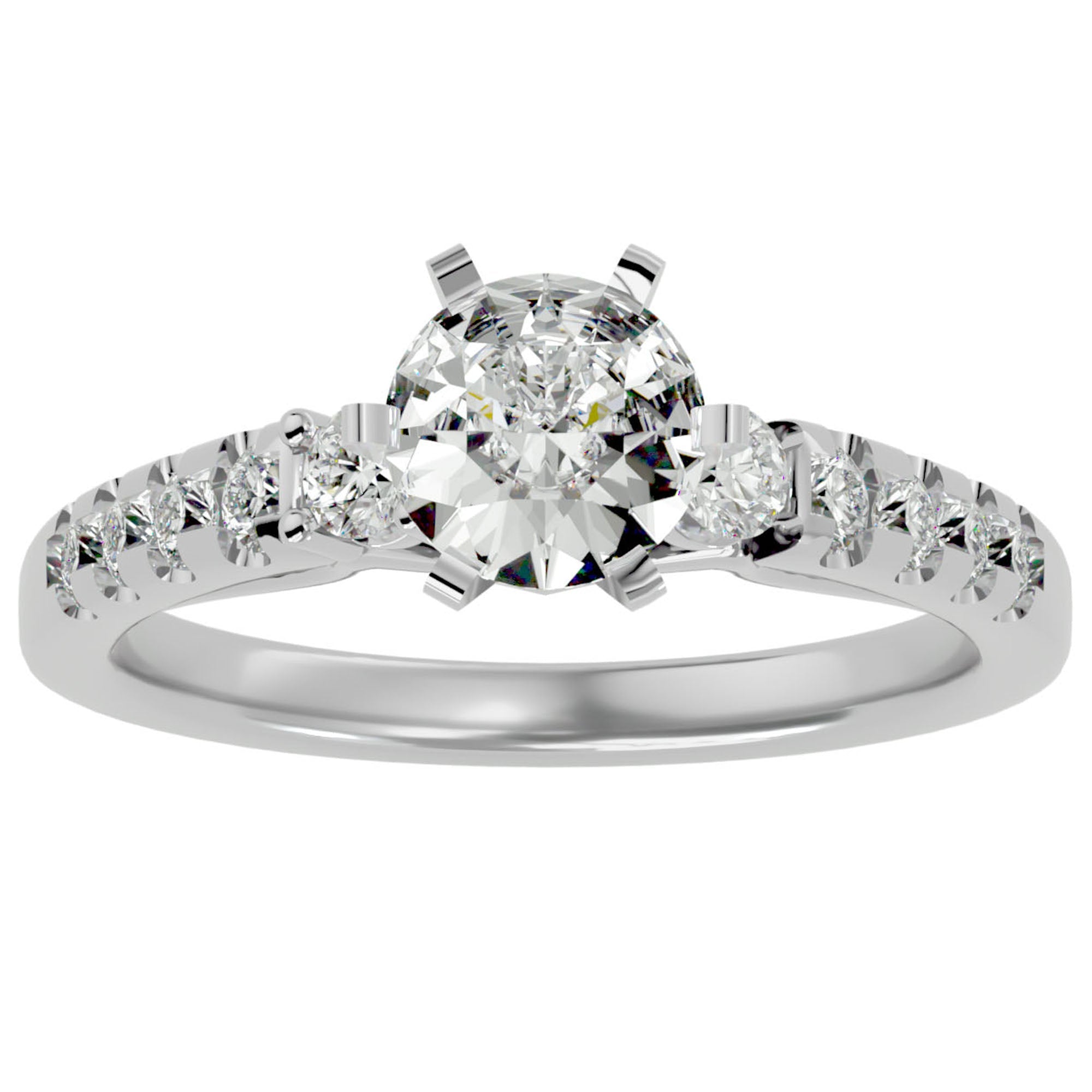 Inel De Logodnă Collier de Feuilles cu Moissanite Pavé de 1.02 ct din Platina - Castelo.ro