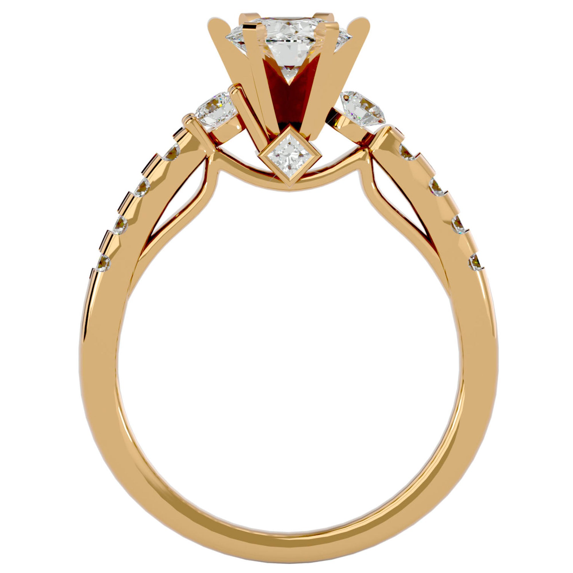 Inel De Logodnă Collier de Feuilles cu Diamante Naturale Pavé de 1.02 ct din 18k Aur Galben - Castelo.ro