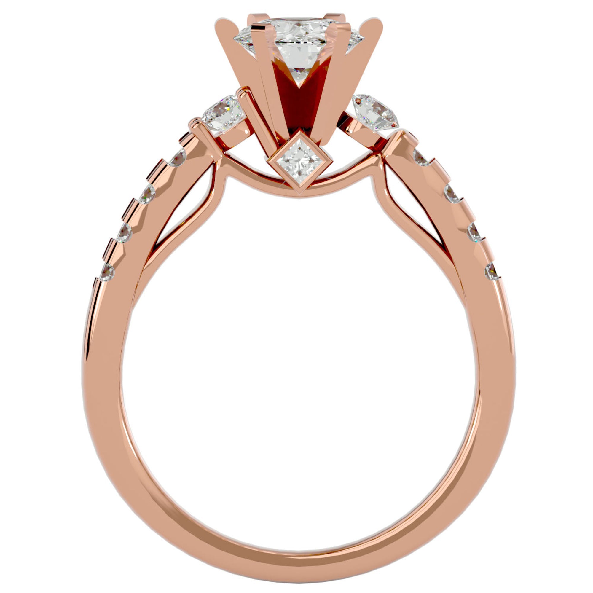 Inel De Logodnă Collier de Feuilles cu Diamante Naturale Pavé de 1.02 ct din 18k Aur Roz - Castelo.ro