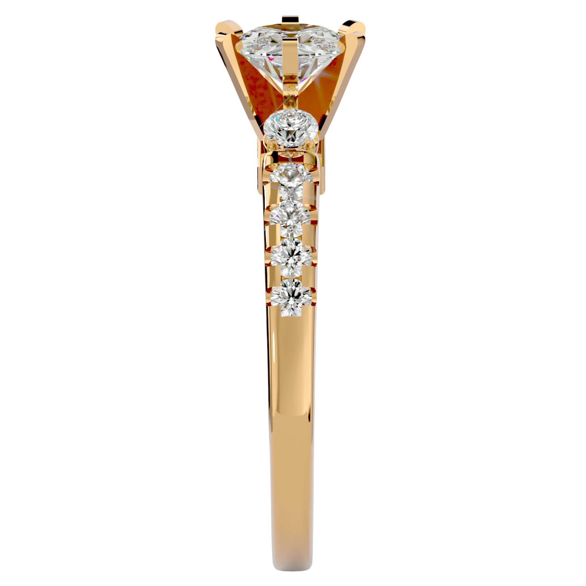 Inel De Logodnă Collier de Feuilles cu Diamante Naturale Pavé de 1.02 ct din 18k Aur Galben - Castelo.ro
