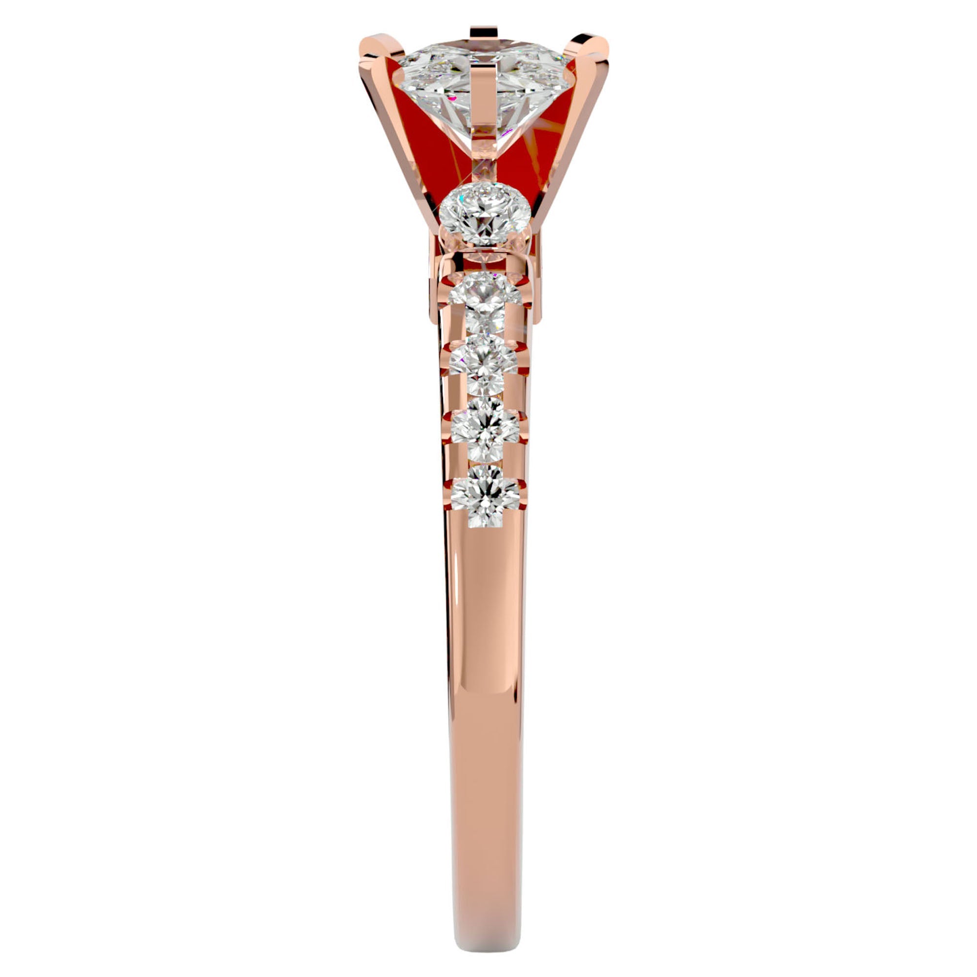 Inel De Logodnă Collier de Feuilles din Aur 14k cu Moissanite Pavé de 1.02 ct din 14k Aur Roz - Castelo.ro