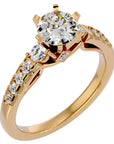 Inel De Logodnă Collier de Feuilles cu Diamante Naturale Pavé de 1.02 ct din 18k Aur Galben - Castelo.ro