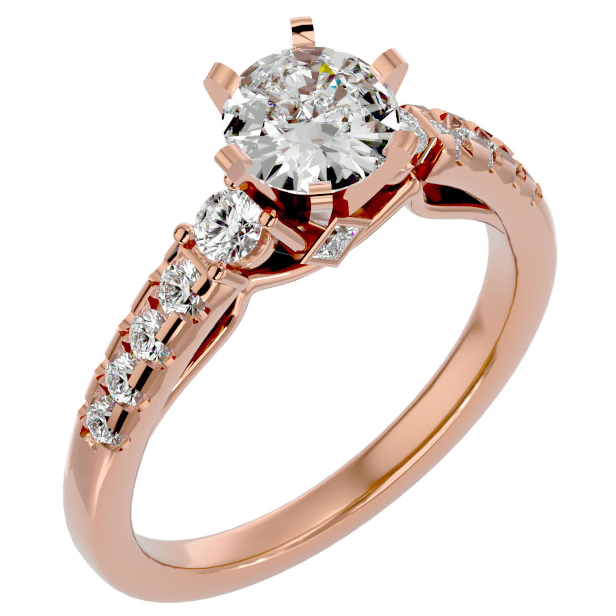Inel De Logodnă Collier de Feuilles din Aur 14k cu Moissanite Pavé de 1.02 ct din 14k Aur Roz - Castelo.ro