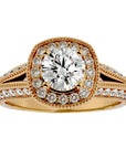 Inel de Logodnă din Aur 14k cu Diamante Create în Laborator Halo Duo Etern Pavé de 1.61 ct din 14k Aur Galben - Castelo.ro
