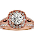 Inel de Logodnă din Aur 14k cu Diamante Create în Laborator Halo Duo Etern Pavé de 1.61 ct din 14k Aur Roz - Castelo.ro