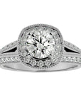 Inel de Logodnă din Aur 14k cu Diamante Create în Laborator Halo Duo Etern Pavé de 1.61 ct din 14k Aur Alb - Castelo.ro