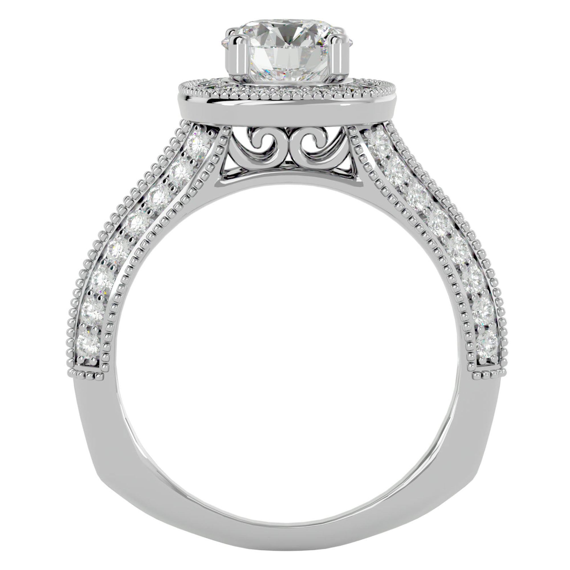 Inel de Logodnă cu Diamante Naturale Halo Duo Etern Pavé de 1.61 ct din Platina - Castelo.ro