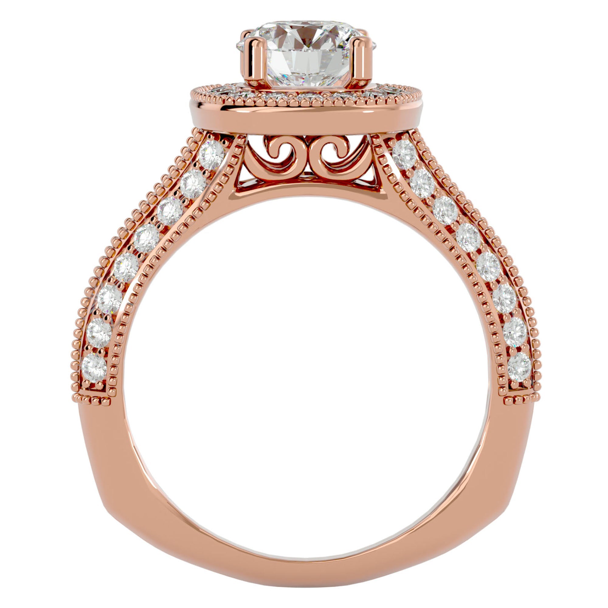 Inel de Logodnă din Aur 14k cu Diamante Naturale Halo Duo Etern Pavé de 1.61 ct din 14k Aur Roz - Castelo.ro