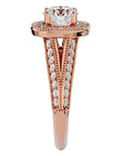 Inel de Logodnă cu Diamante Create în Laborator Halo Duo Etern Pavé de 1.61 ct din 18k Aur Roz - Castelo.ro