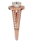 Inel de Logodnă din Aur 14k cu Diamante Create în Laborator Halo Duo Etern Pavé de 1.61 ct din 14k Aur Roz - Castelo.ro