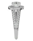 Inel de Logodnă din Aur 14k cu Diamante Create în Laborator Halo Duo Etern Pavé de 1.61 ct din 14k Aur Alb - Castelo.ro