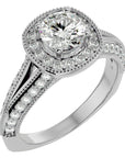 Inel de Logodnă din Aur 14k cu Diamante Create în Laborator Halo Duo Etern Pavé de 1.61 ct din 14k Aur Alb - Castelo.ro