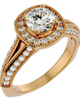 Inel de Logodnă din Aur 14k cu Diamante Create în Laborator Halo Duo Etern Pavé de 1.61 ct din 14k Aur Galben - Castelo.ro