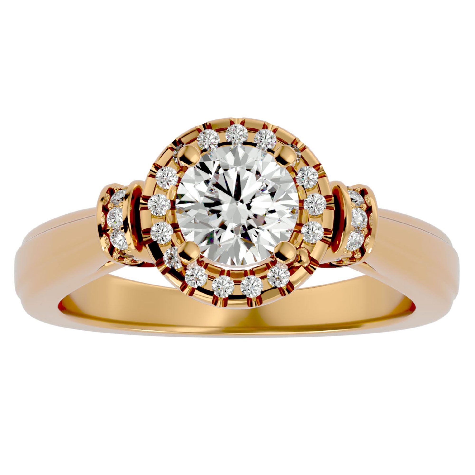 Inel de Logodnă cu Moissanite Halo Duo Etern de 1.00 ct din 18k Aur Galben - Castelo.ro