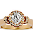 Inel de Logodnă cu Moissanite Halo Duo Etern de 1.00 ct din 18k Aur Galben - Castelo.ro