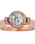 Inel de Logodnă cu Moissanite Halo Duo Etern de 1.00 ct din 18k Aur Roz - Castelo.ro