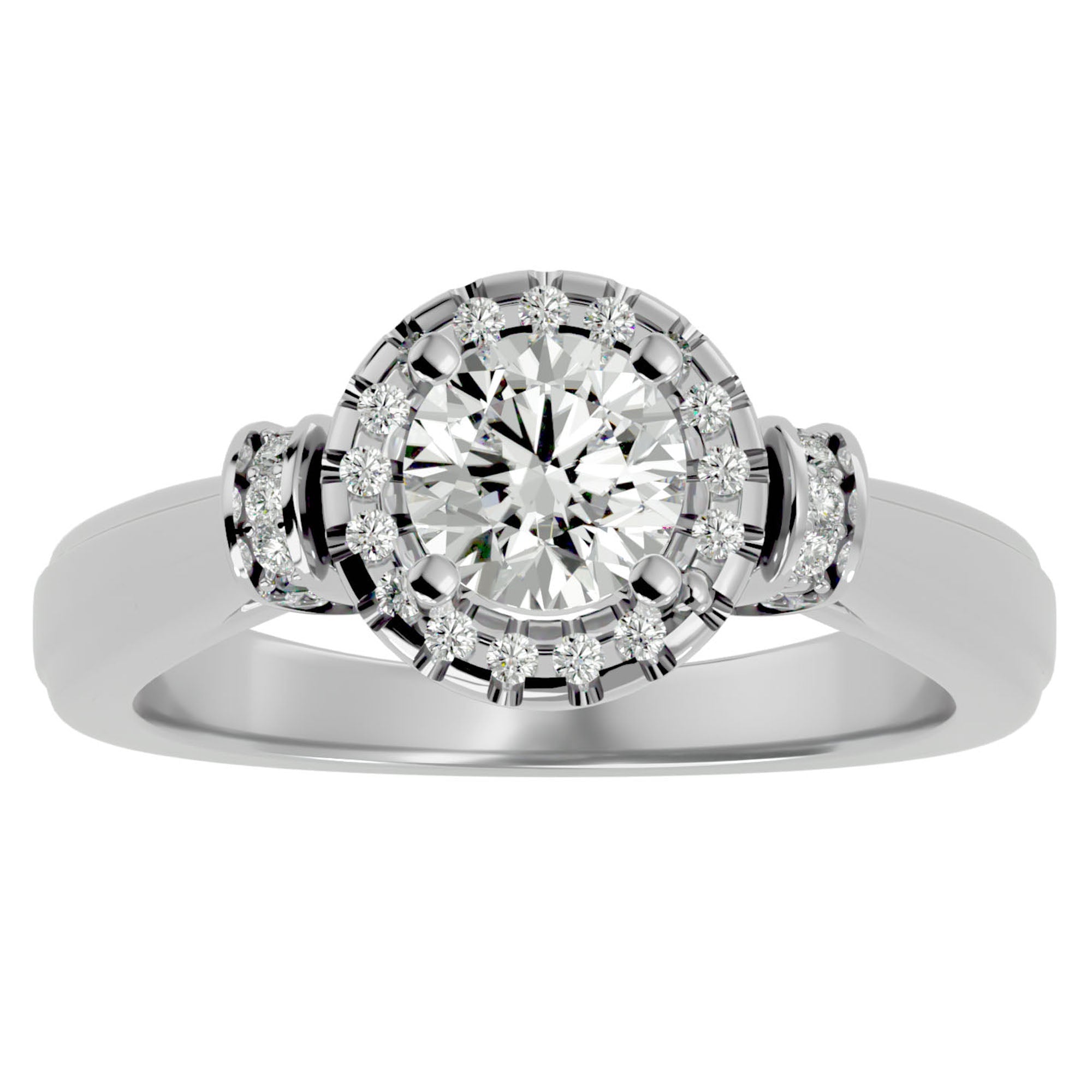 Inel de Logodnă cu Moissanite Halo Duo Etern de 1.00 ct din Platina - Castelo.ro