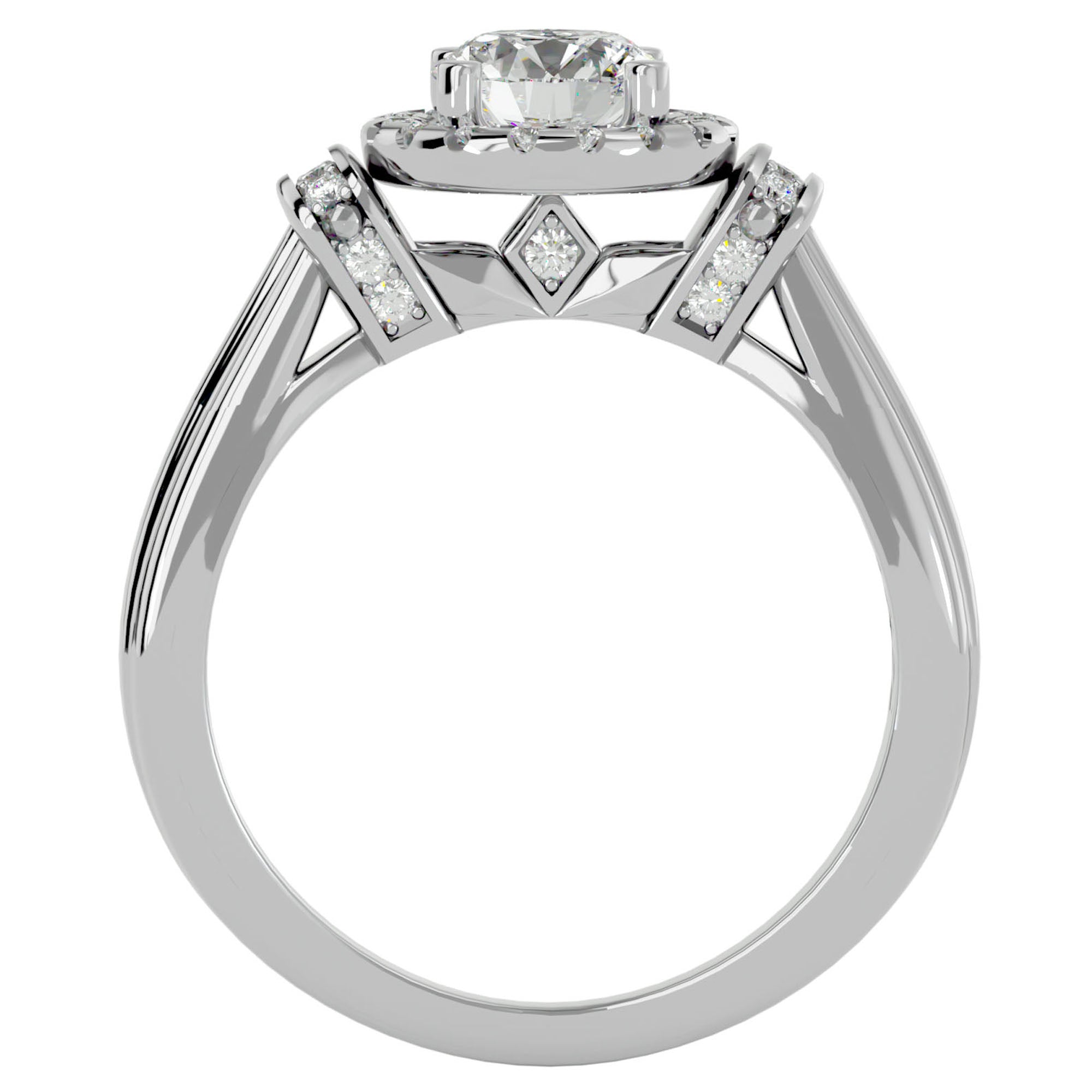 Inel de Logodnă cu Moissanite Halo Duo Etern de 1.00 ct din Platina - Castelo.ro