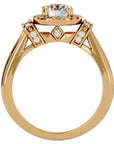 Inel de Logodnă cu Moissanite Halo Duo Etern de 1.00 ct din 18k Aur Galben - Castelo.ro