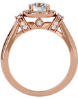 Inel de Logodnă cu Moissanite Halo Duo Etern de 1.00 ct din 18k Aur Roz - Castelo.ro