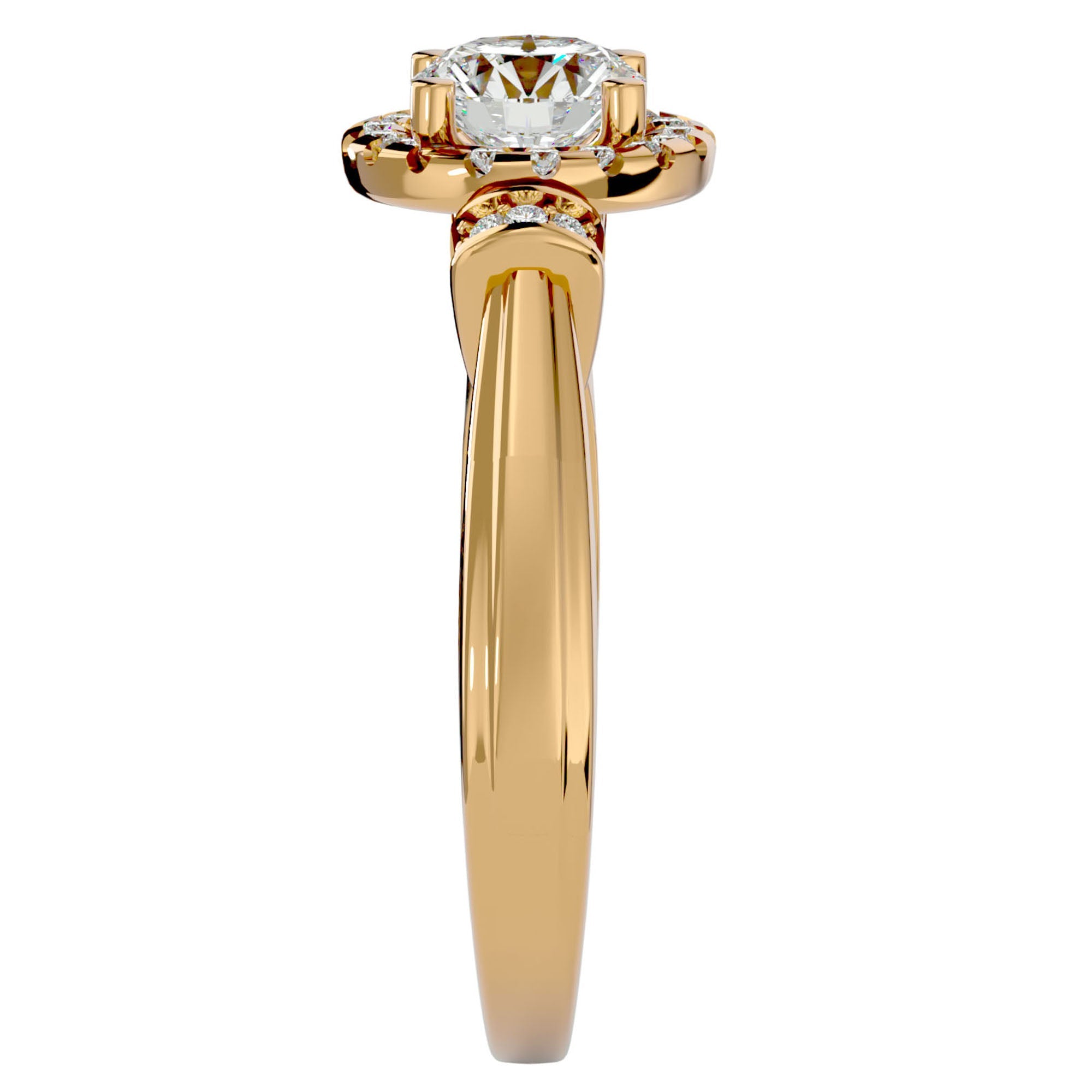 Inel de Logodnă cu Moissanite Halo Duo Etern de 1.00 ct din 18k Aur Galben - Castelo.ro