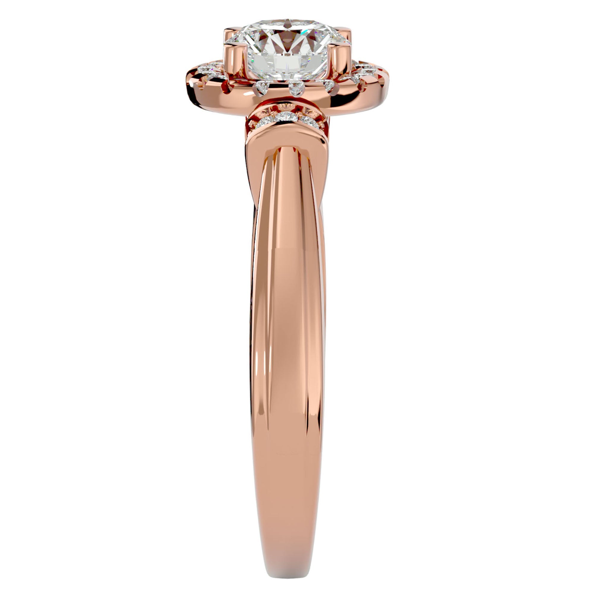 Inel de Logodnă cu Moissanite Halo Duo Etern de 1.00 ct din 18k Aur Roz - Castelo.ro