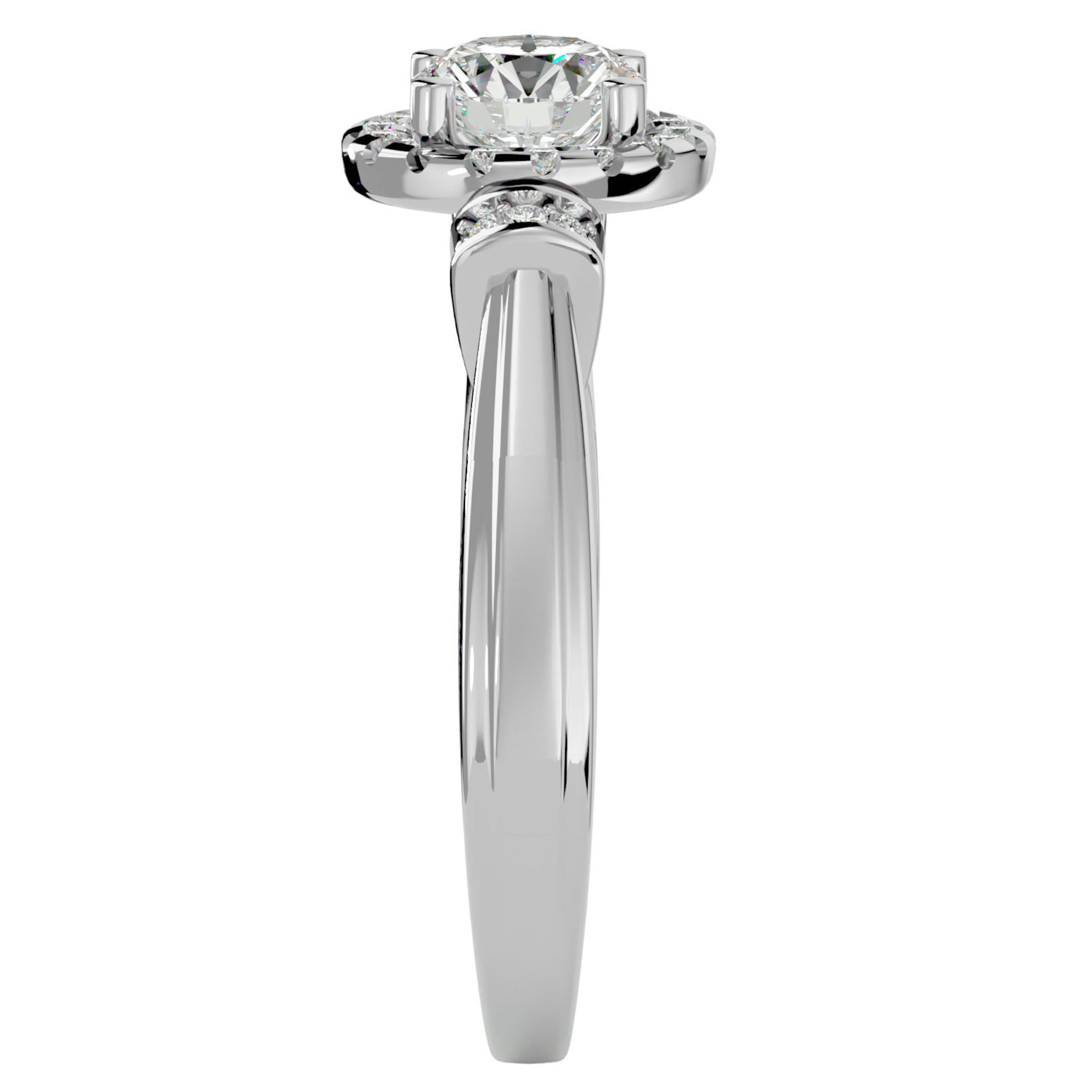 Inel de Logodnă cu Moissanite Halo Duo Etern de 1.00 ct din Platina - Castelo.ro