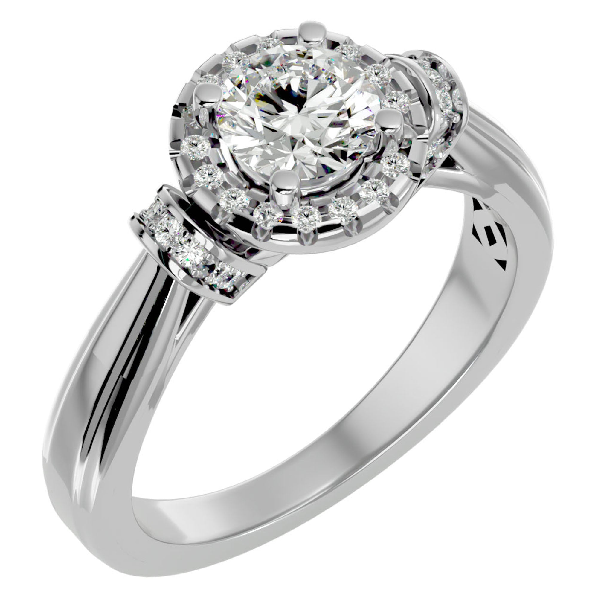 Inel de Logodnă cu Moissanite Halo Duo Etern de 1.00 ct din Platina - Castelo.ro