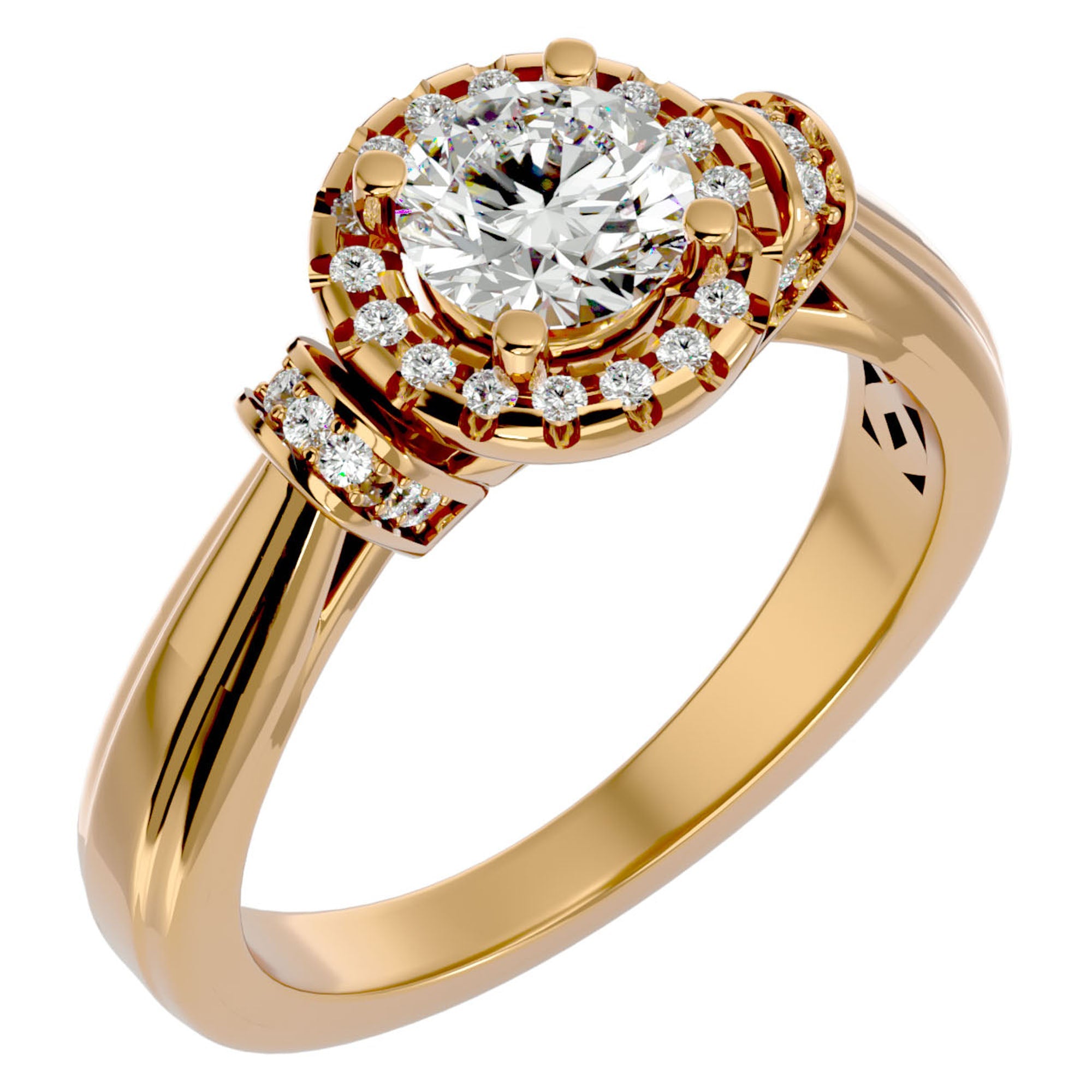 Inel de Logodnă cu Moissanite Halo Duo Etern de 1.00 ct din 18k Aur Galben - Castelo.ro