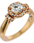 Inel de Logodnă cu Moissanite Halo Duo Etern de 1.00 ct din 18k Aur Galben - Castelo.ro