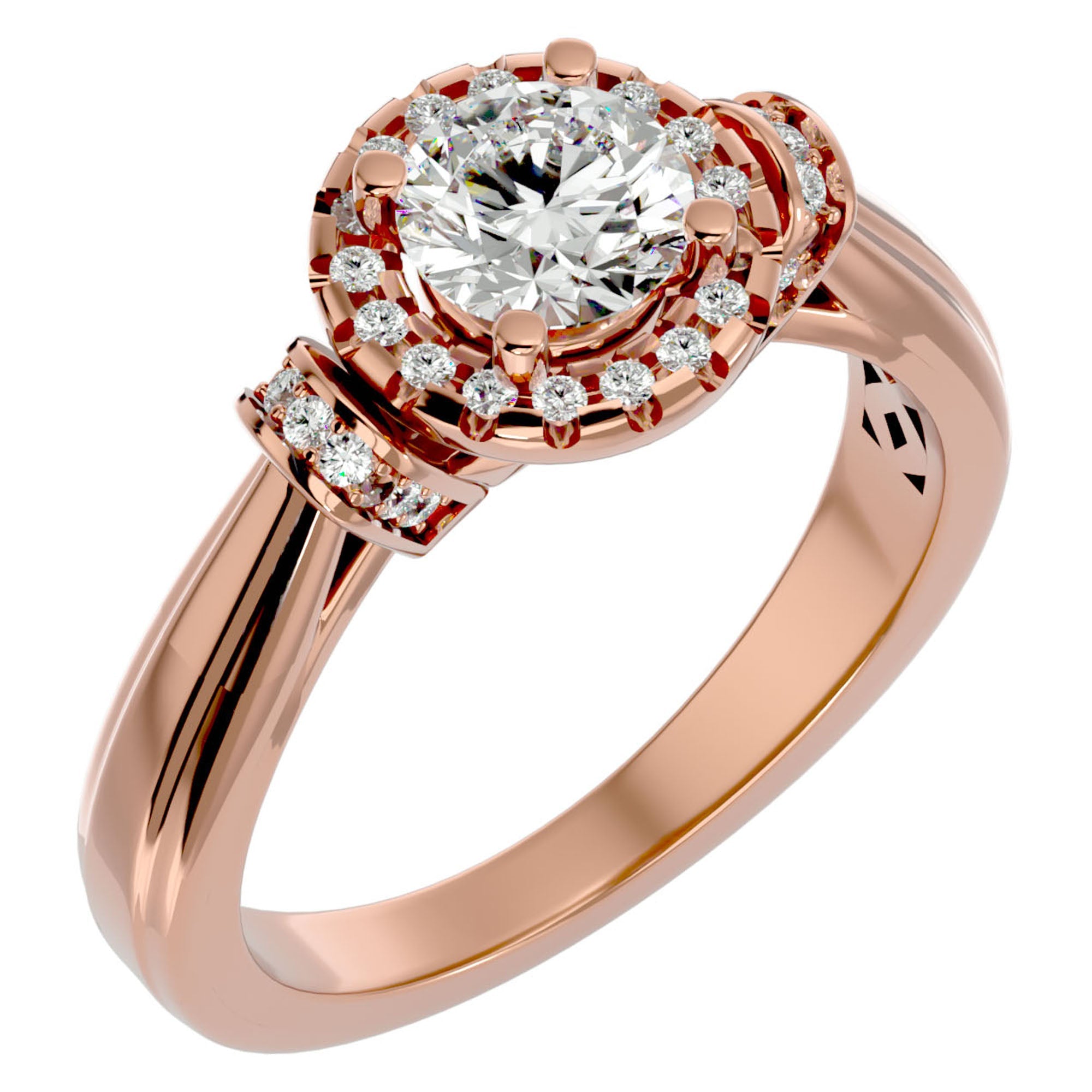 Inel de Logodnă cu Moissanite Halo Duo Etern de 1.00 ct din 18k Aur Roz - Castelo.ro