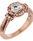 Inel de Logodnă cu Moissanite Halo Duo Etern de 1.00 ct din 18k Aur Roz - Castelo.ro