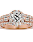 Inel de Logodnă din Aur 14k cu Diamante Naturale Halo Duo Etern Pavé de 1.51 ct din 14k Aur Roz - Castelo.ro