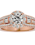 Inel de Logodnă cu Diamante Create în Laborator Halo Duo Etern Pavé de 1.51 ct din 18k Aur Roz - Castelo.ro