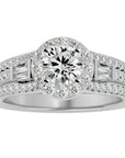 Inel de Logodnă din Aur 14k cu Diamante Create în Laborator Halo Duo Etern Pavé de 1.51 ct din 14k Aur Alb - Castelo.ro