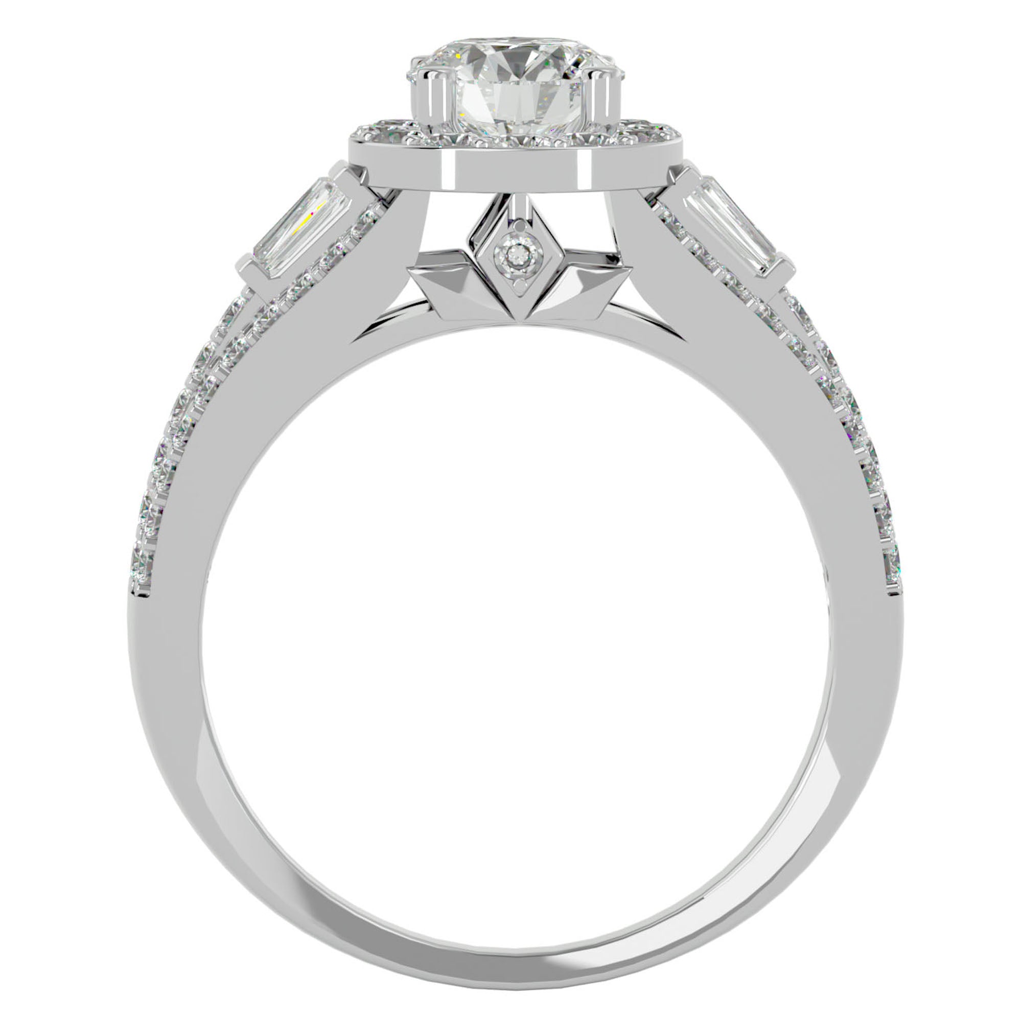 Inel de Logodnă din Aur 14k cu Diamante Create în Laborator Halo Duo Etern Pavé de 1.51 ct din 14k Aur Alb - Castelo.ro