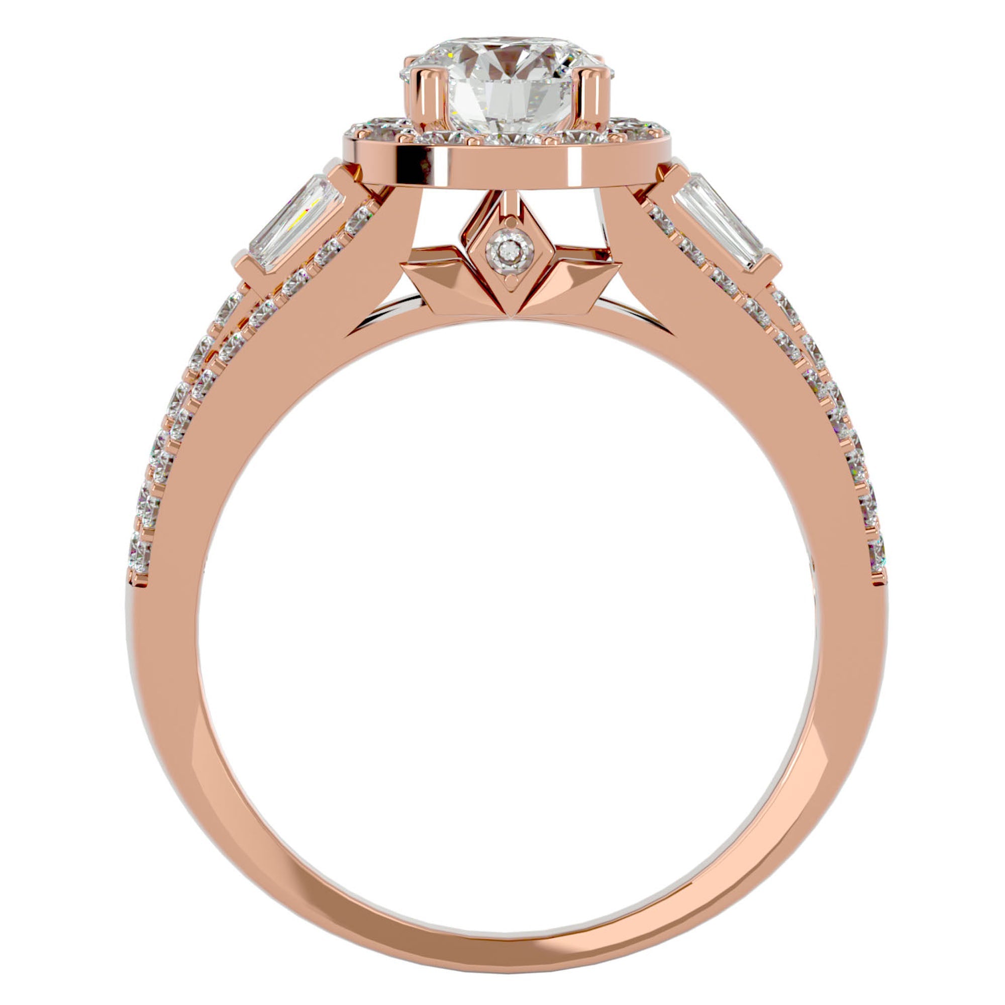 Inel de Logodnă din Aur 14k cu Diamante Create în Laborator Halo Duo Etern Pavé de 1.51 ct din 14k Aur Roz - Castelo.ro