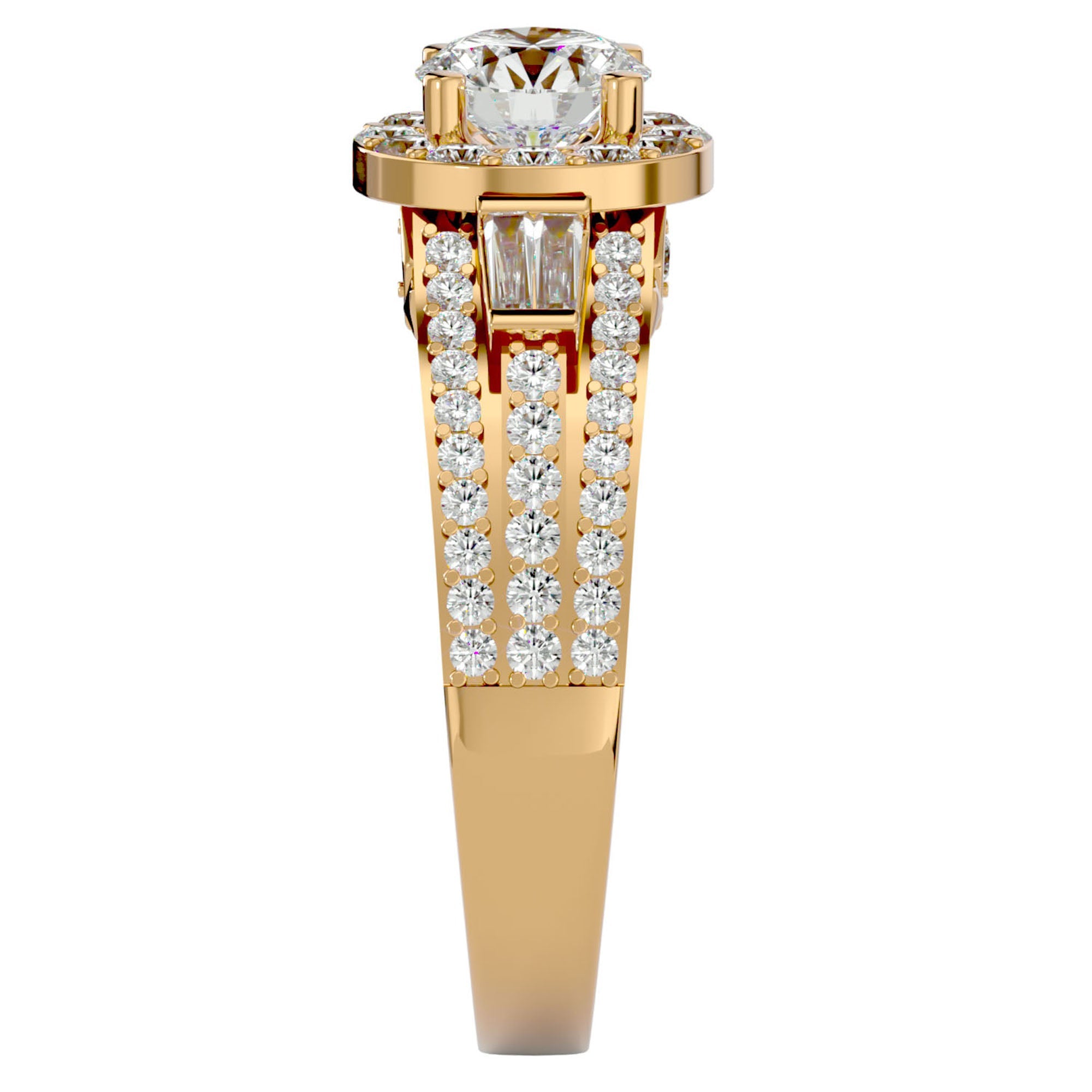 Inel de Logodnă din Aur 14k cu Diamante Create în Laborator Halo Duo Etern Pavé de 1.51 ct din 14k Aur Galben - Castelo.ro