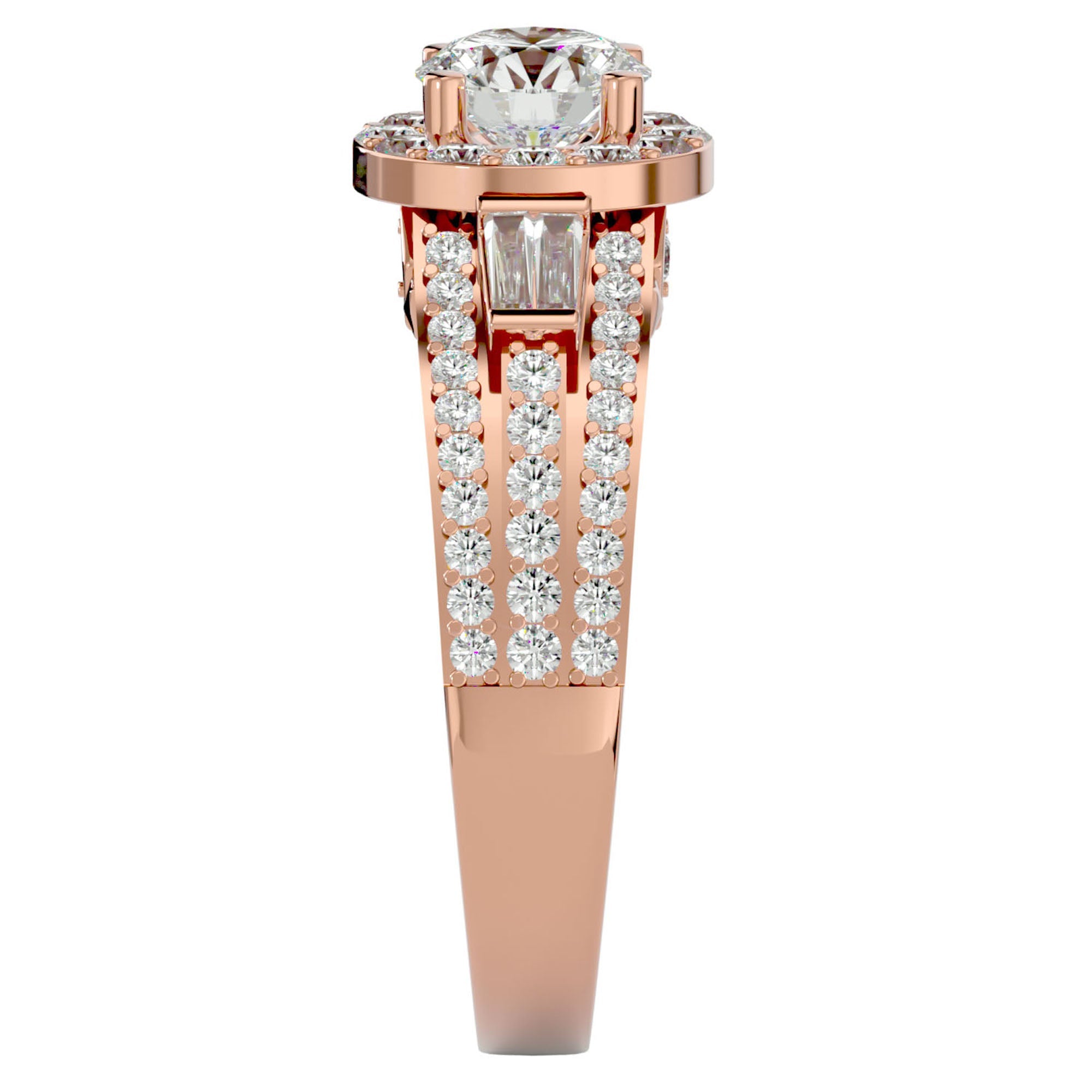 Inel de Logodnă din Aur 14k cu Diamante Create în Laborator Halo Duo Etern Pavé de 1.51 ct din 14k Aur Roz - Castelo.ro