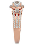 Inel de Logodnă din Aur 14k cu Diamante Create în Laborator Halo Duo Etern Pavé de 1.51 ct din 14k Aur Roz - Castelo.ro