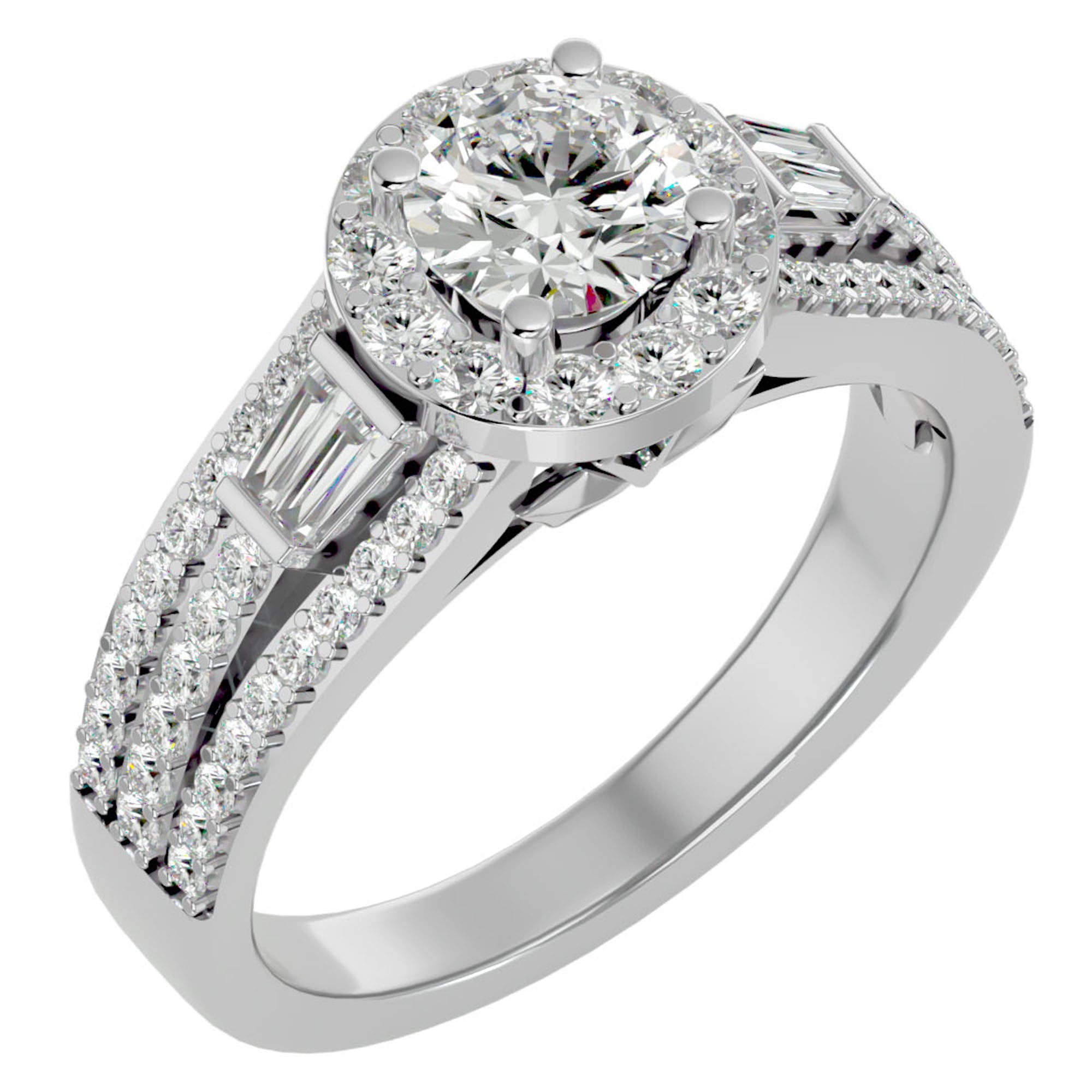 Inel de Logodnă din Aur 14k cu Diamante Create în Laborator Halo Duo Etern Pavé de 1.51 ct din 14k Aur Alb - Castelo.ro