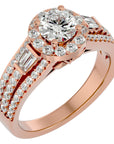 Inel de Logodnă cu Moissanite Halo Duo Etern Pavé de 1.51 ct din 18k Aur Roz - Castelo.ro
