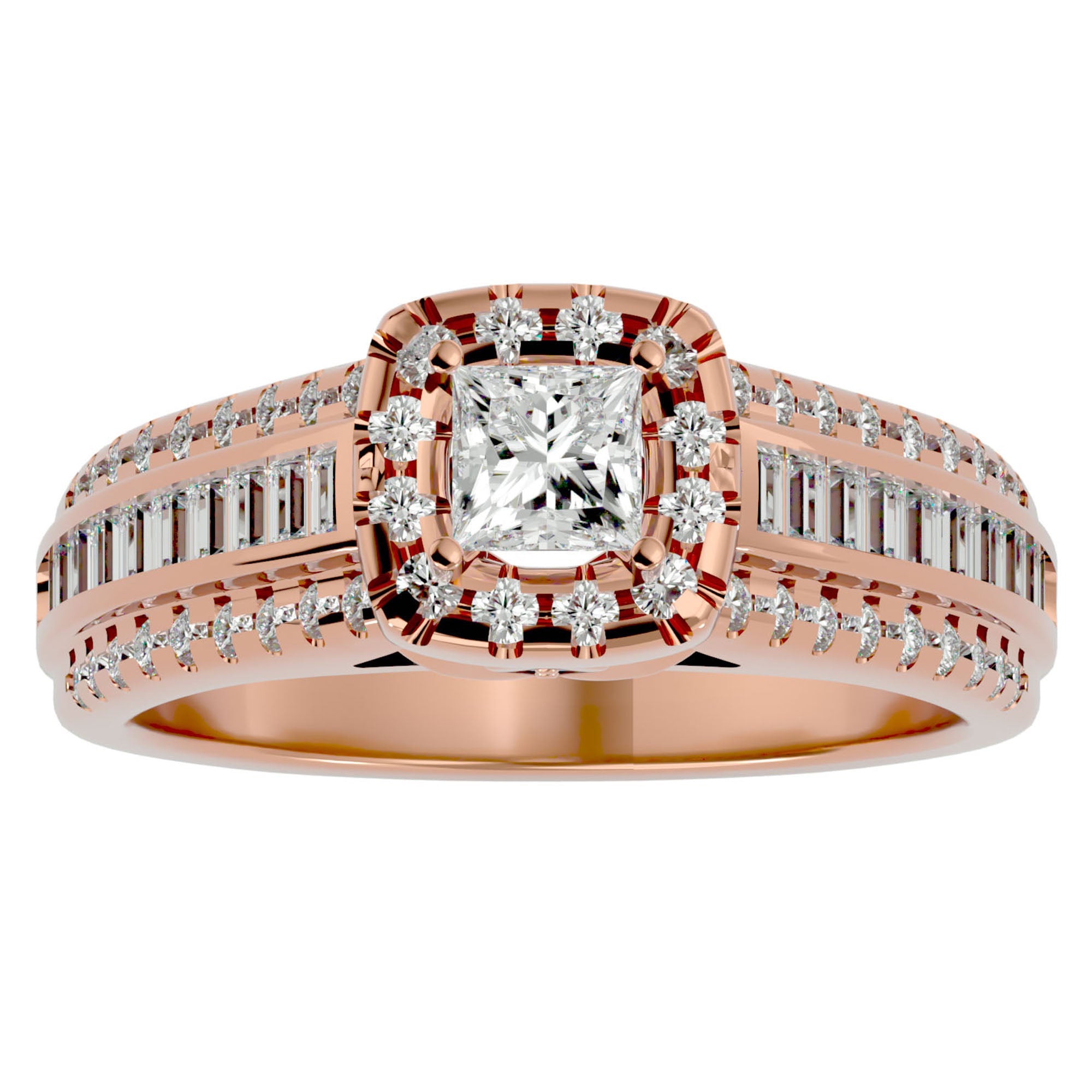 Inel de Logodnă cu Diamante Create în Laborator Halo Duo Etern Pavé de 1.19 ct din 18k Aur Roz - Castelo.ro