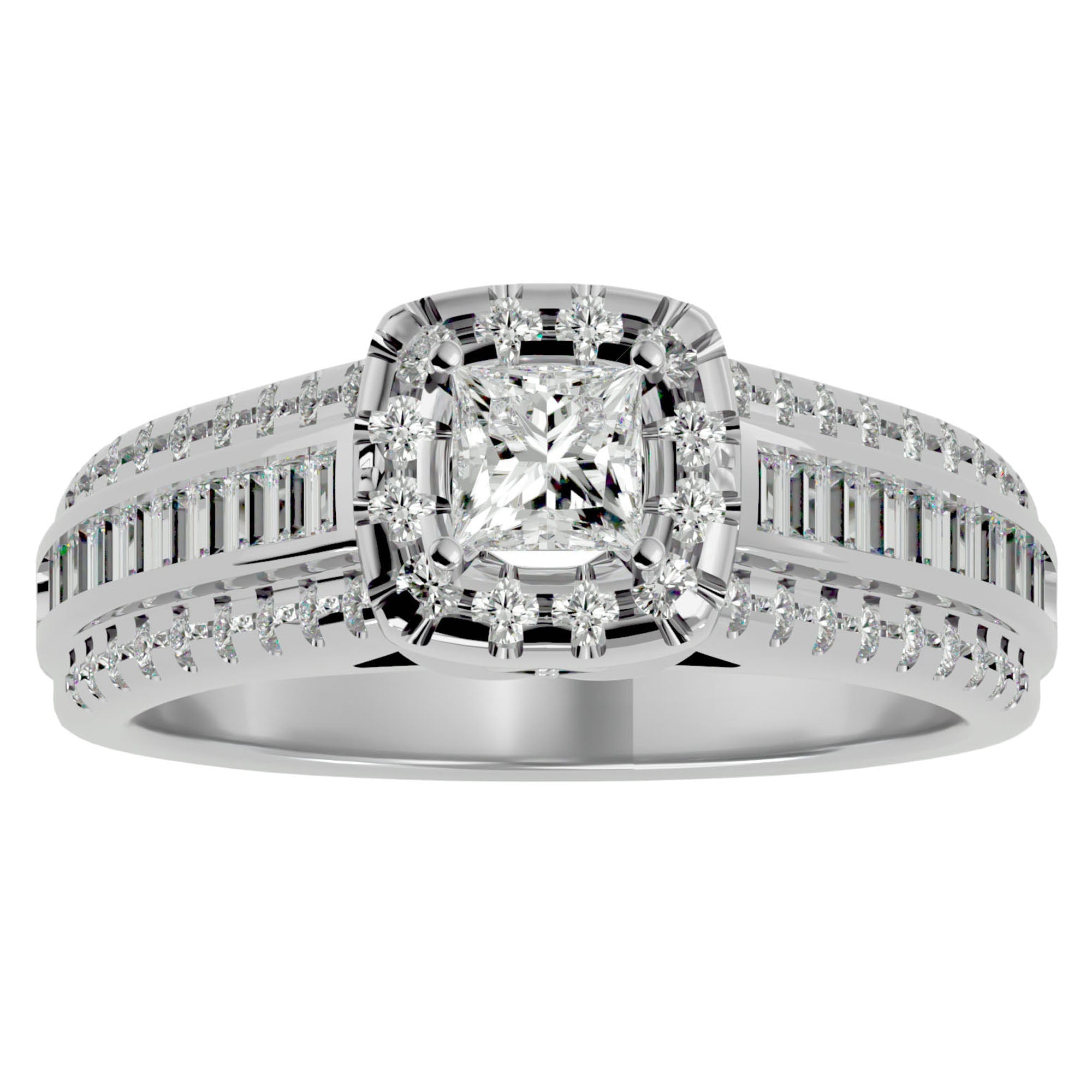 Inel de Logodnă cu Diamante Create în Laborator Halo Duo Etern Pavé de 1.19 ct din Platina - Castelo.ro
