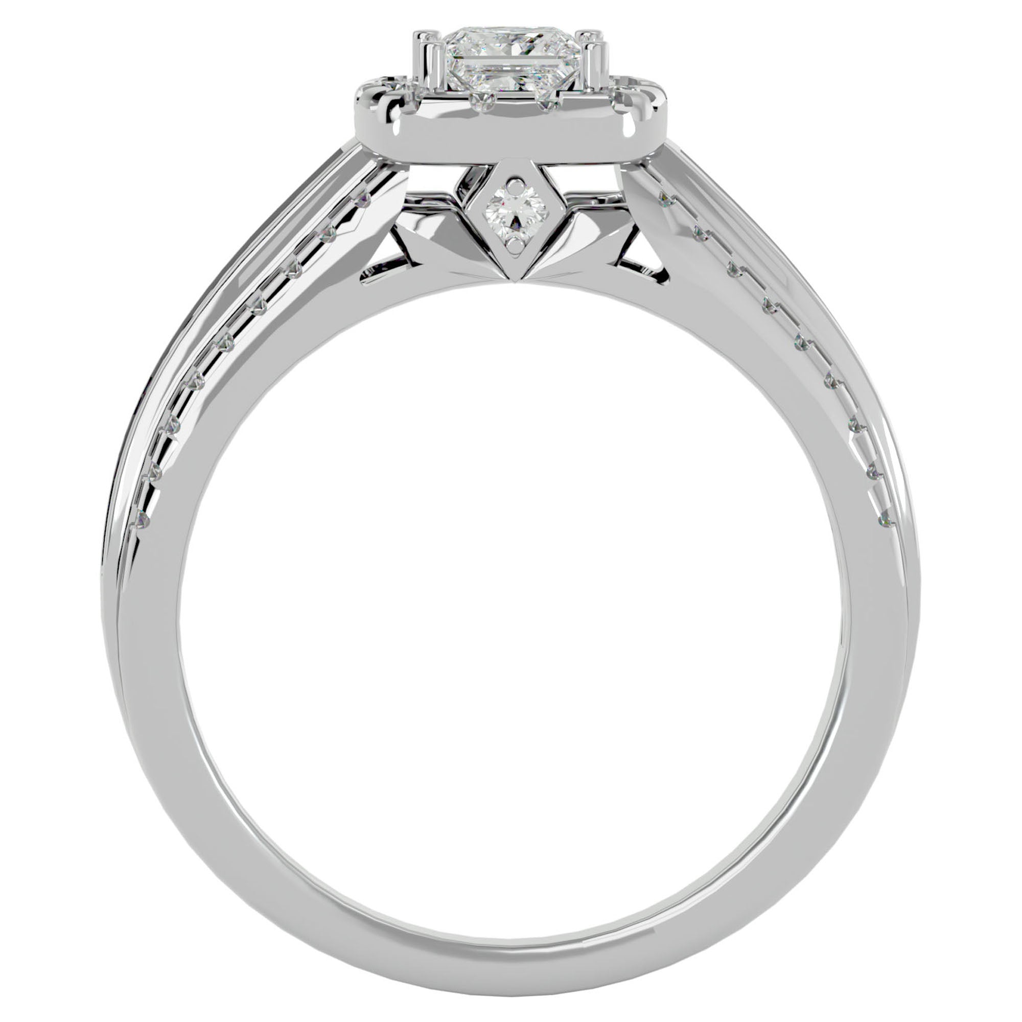Inel de Logodnă cu Diamante Create în Laborator Halo Duo Etern Pavé de 1.19 ct din Platina - Castelo.ro