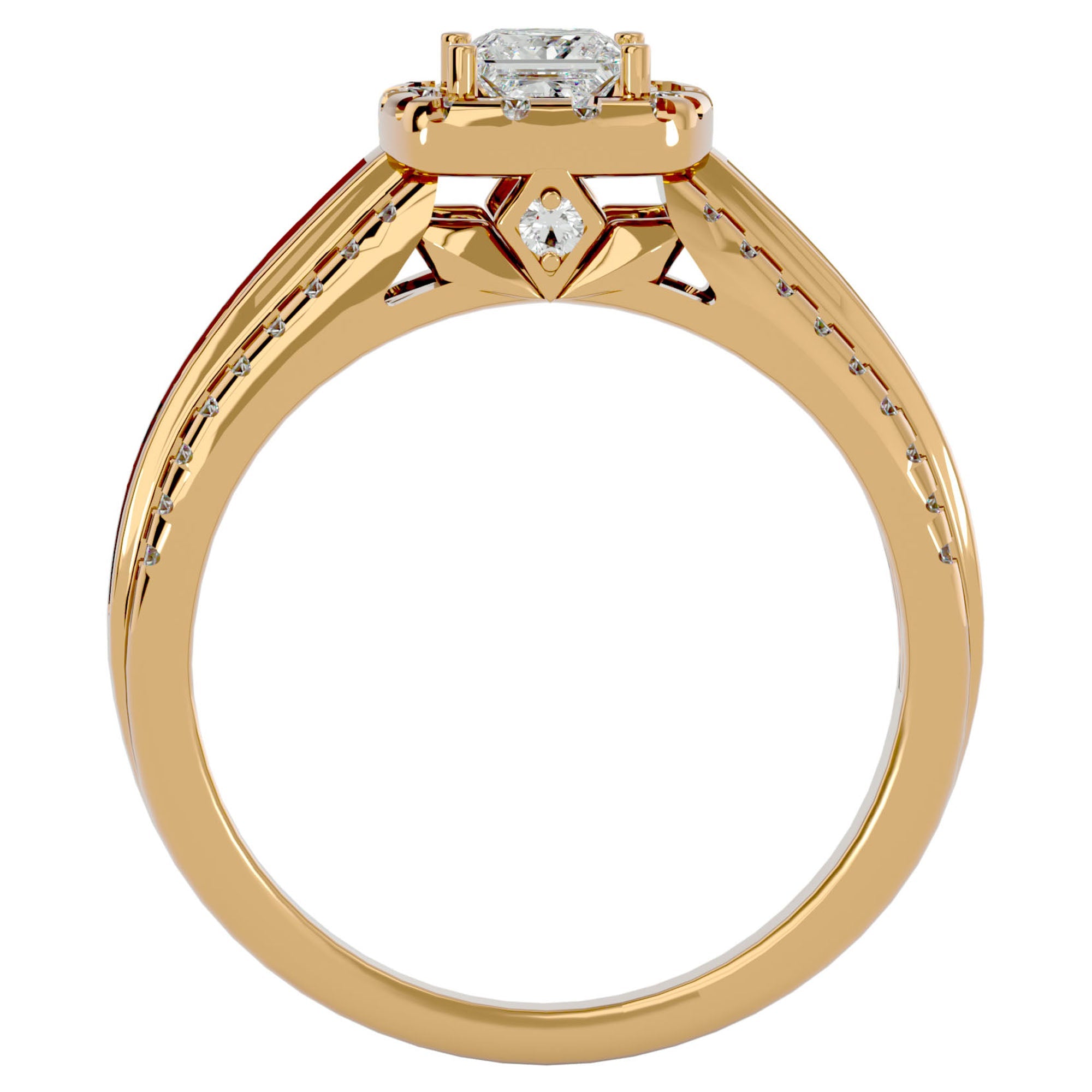Inel de Logodnă cu Diamante Create în Laborator Halo Duo Etern Pavé de 1.19 ct din 18k Aur Galben - Castelo.ro