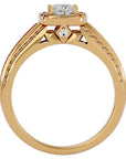 Inel de Logodnă din Aur 14k cu Diamante Create în Laborator Halo Duo Etern Pavé de 1.19 ct din 14k Aur Galben - Castelo.ro