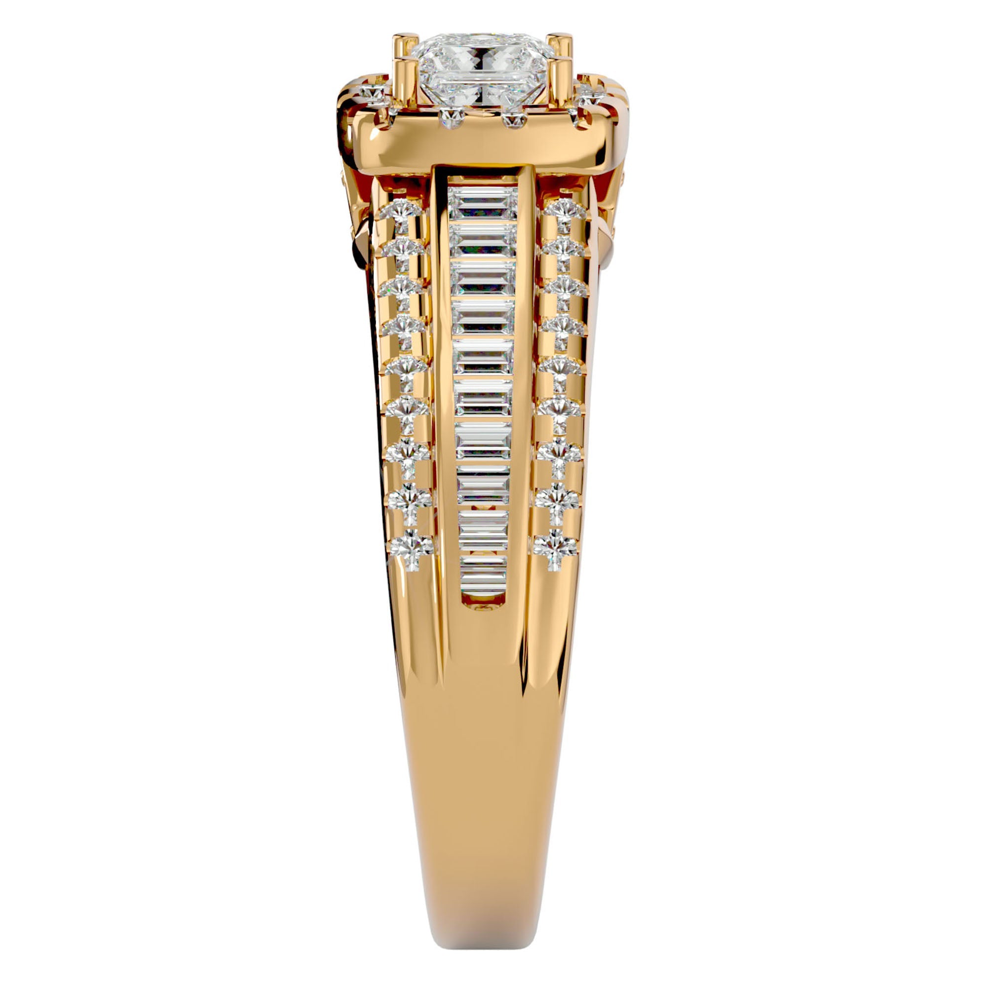 Inel de Logodnă cu Diamante Create în Laborator Halo Duo Etern Pavé de 1.19 ct din 18k Aur Galben - Castelo.ro
