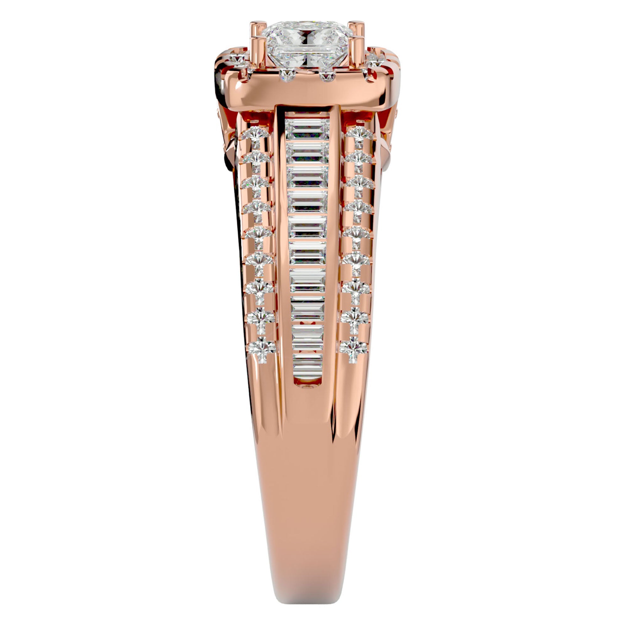 Inel de Logodnă cu Diamante Create în Laborator Halo Duo Etern Pavé de 1.19 ct din 18k Aur Roz - Castelo.ro